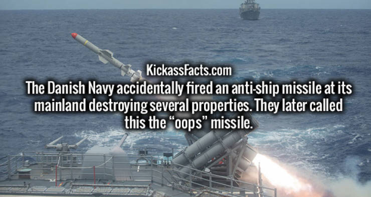 sea - KickassFacts.com The Danish Navy accidentally fired an antiship missile at its mainland destroying several properties. They later called this the oops" missile.