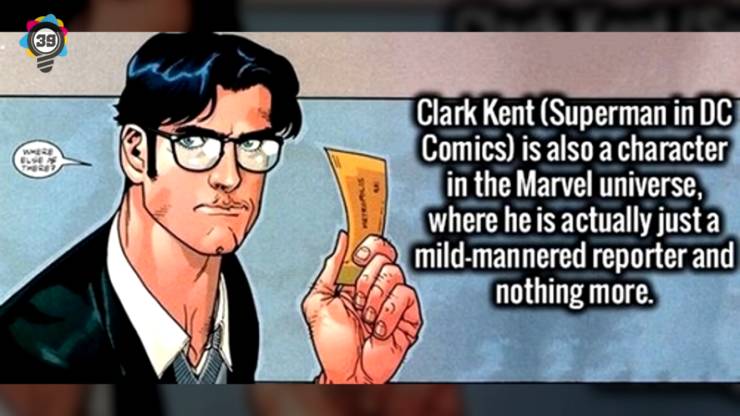 cartoon - Clark Kent Superman in Dc Comics is also a character in the Marvel universe, where he is actually just a mildmannered reporter and nothing more.