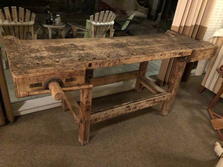 An antique workbench