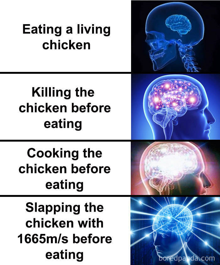 slapping a chicken to cook - Eating a living chicken Killing the chicken before eating Cooking the chicken before eating Slapping the chicken with 1665ms before eating 11 boredpada.com