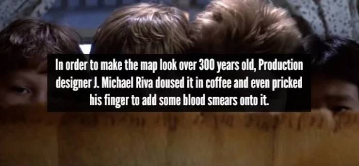 photo caption - In order to make the map look over 300 years old, Production designer J. Michael Riva doused it in coffee and even pricked his finger to add some blood smears onto it.