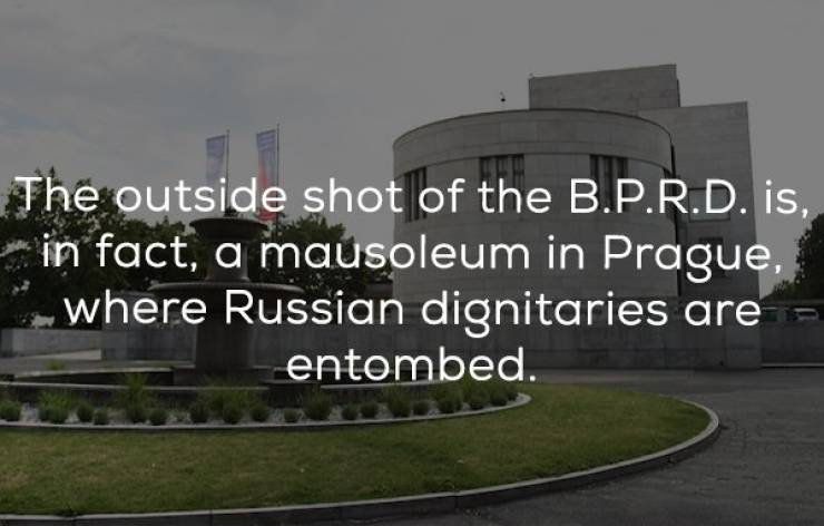 landmark - The outside shot of the B.P.R.D. is, in fact, a mausoleum in Prague, where Russian dignitaries are entombed