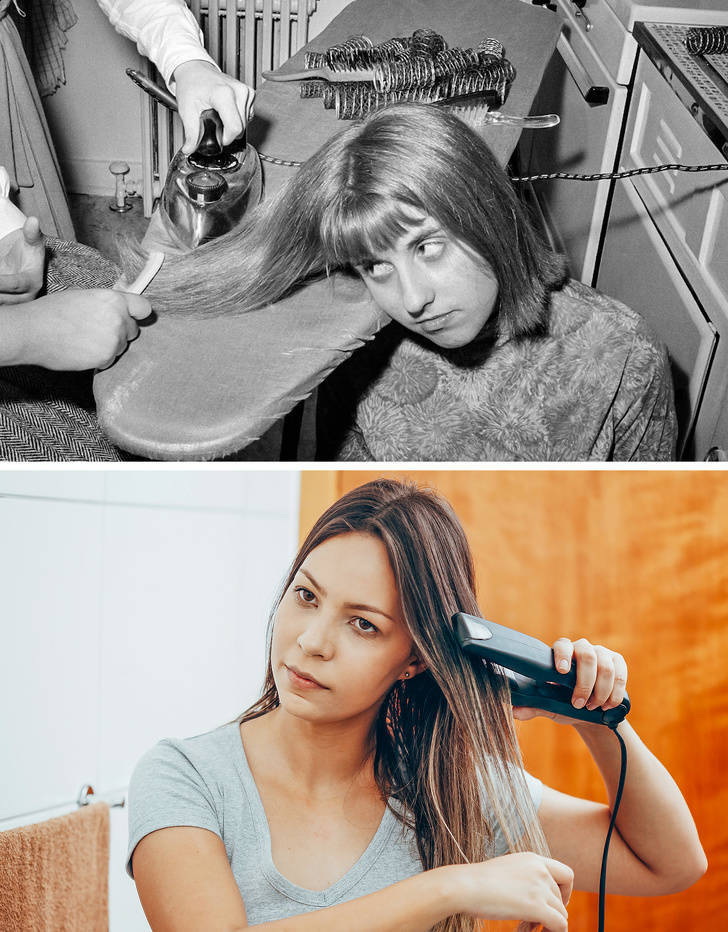 Can't believe straighteners came after curling irons