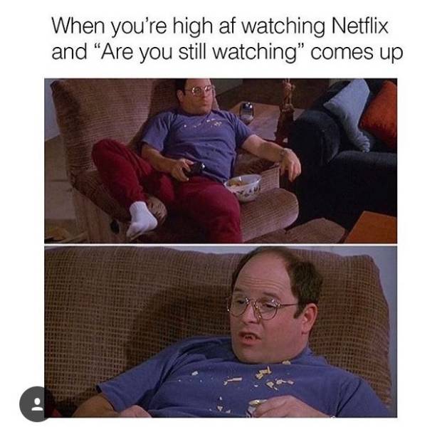 420 Memes - high af watching netflix - When you're high af watching Netflix and "Are you still watching" comes up