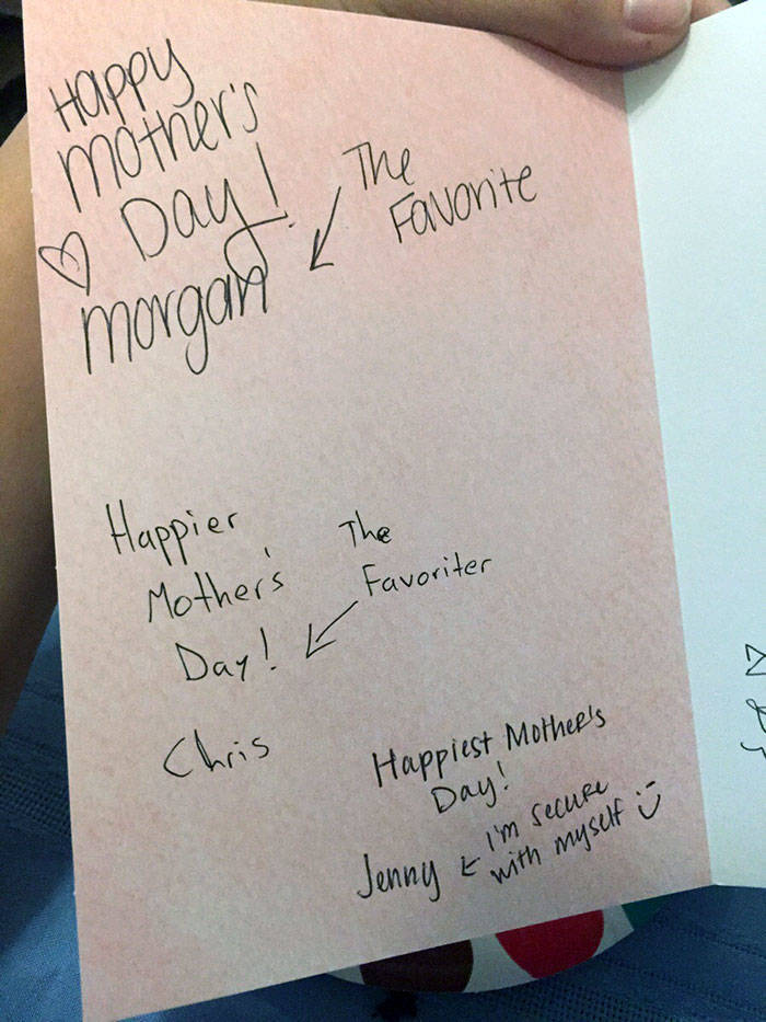 mothers day gift sign a mother's day card - Happy mother's Day! The Morgan 2 Favonite Happier The Mothers Favoriter Favoriter Dayl , Chris Happiest Mother's Day! Je renny z I'm secure with myself