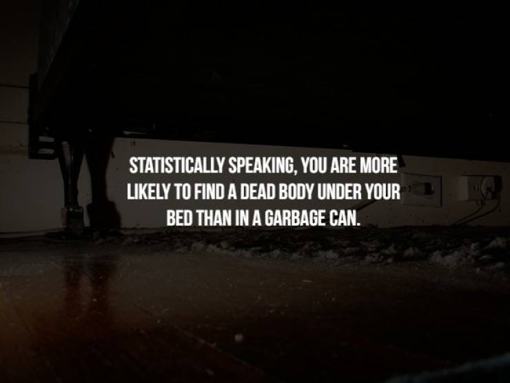 darkness - Statistically Speaking, You Are More ly To Find A Dead Body Under Your Bed Than In A Garbage Can.