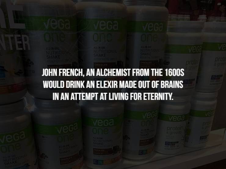 liquid - Vega Vega Vega Shake Shake John French, An Alchemist From The 1600S Would Drink An Elexir Made Out Of Brains In An Attempt At Living For Eternity. vega vega VeGa vega