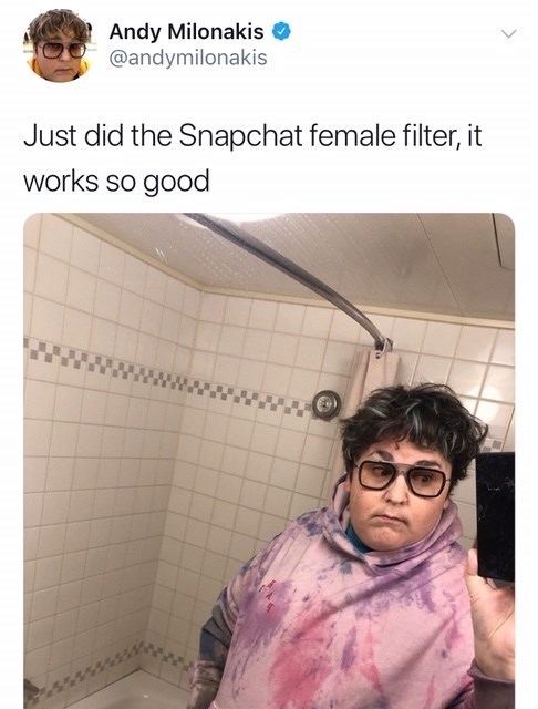 snapchat filter andy milonakis with the snapchat filter - Ma Andy Milonakis Just did the Snapchat female filter, it works so good
