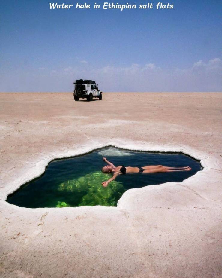 sand - Water hole in Ethiopian salt flats
