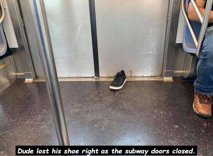 lost his shoe - Dude lost his shoe right as the subway doors closed.