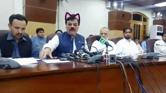 Pakistani Government Officials Accidentally Turn On Cat Filter During Facebook Live