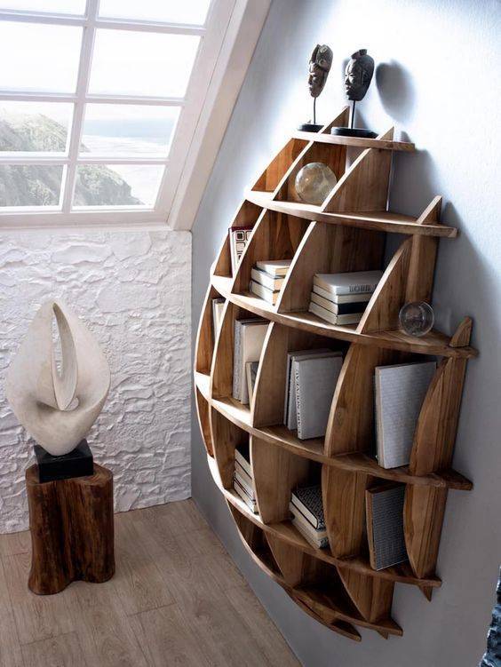 funny wood bookshelf design