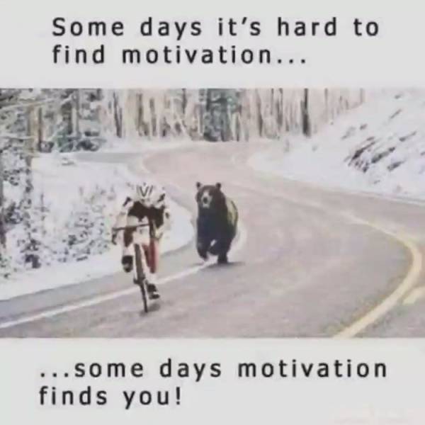 some days you find no motivation - Some days it's hard to find motivation... ... some days motivation finds you!