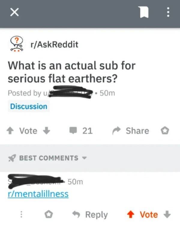 savage comebacks - What is an actual sub for serious flat earthers?