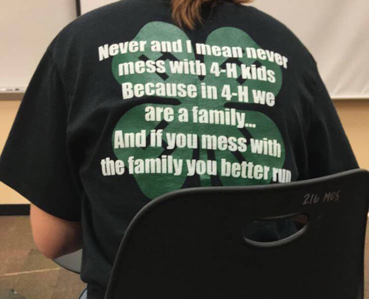 t shirt - wever and I mean neve mess with 4H kids Because in 4H we are a family... And if you mess with the family you better run 211 Hus