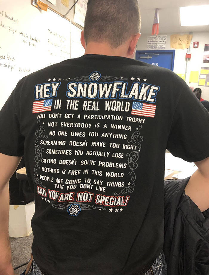cringeworthy t shirts - War ear that Hey Snowflake In The Real World You Dont Get A Participation Trophy Not Everybody Is A Winner No One Owes You Anything 9 Screaming Doesnt Make You Right Sometimes You Actually Lose 31 Crying Doesn'T Solve Problems Noth