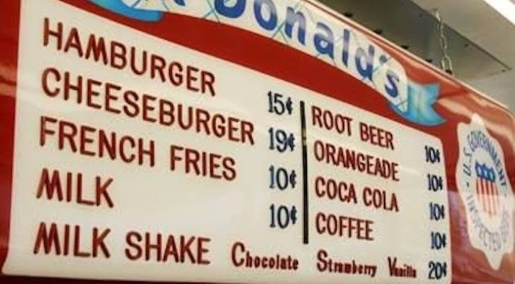 McDonald’s old menu (look at those prices!)