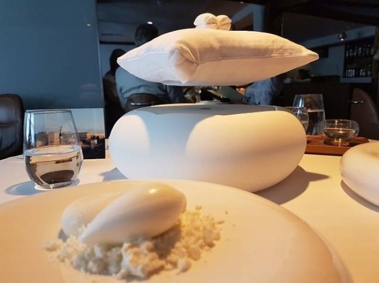 A meringue served on a magnetically levitating pillow