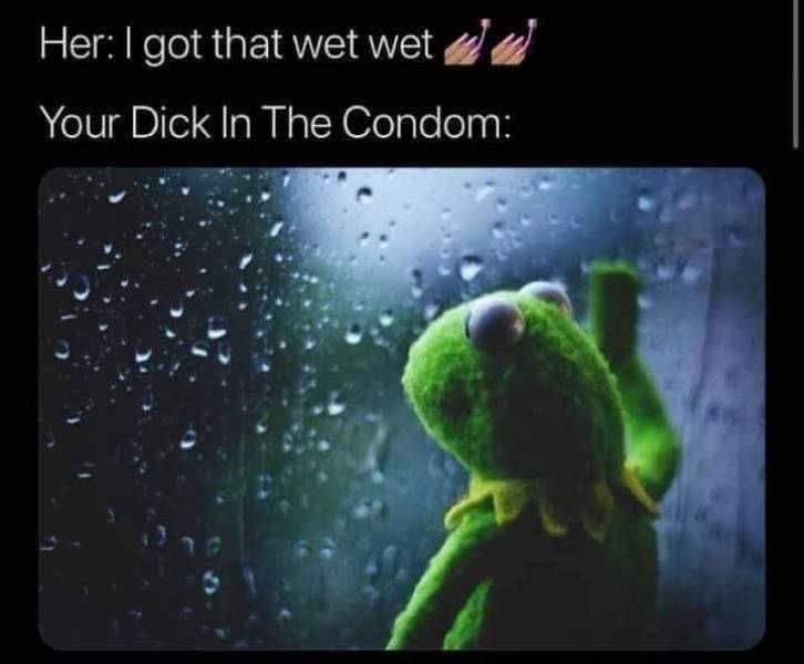 kermit the frog meme - Her I got that wet wet do Your Dick In The Condom