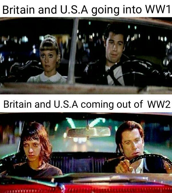 Britain and U.S.A going into WW1 Britain and U.S.A coming out of WW2