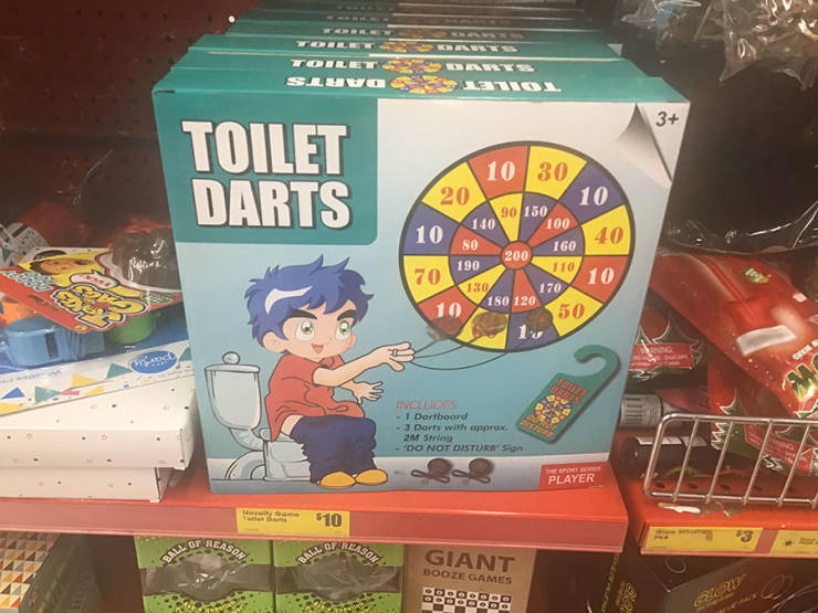 toy - Toilet Darts 20 20 140 10 90 150 100 40 160 10 80 200 190 70 110 170 130 180 120 10 Includ 1 Dartboord Darts with approx 20 String Do Not Disturs Sign Player Giant Booze Games