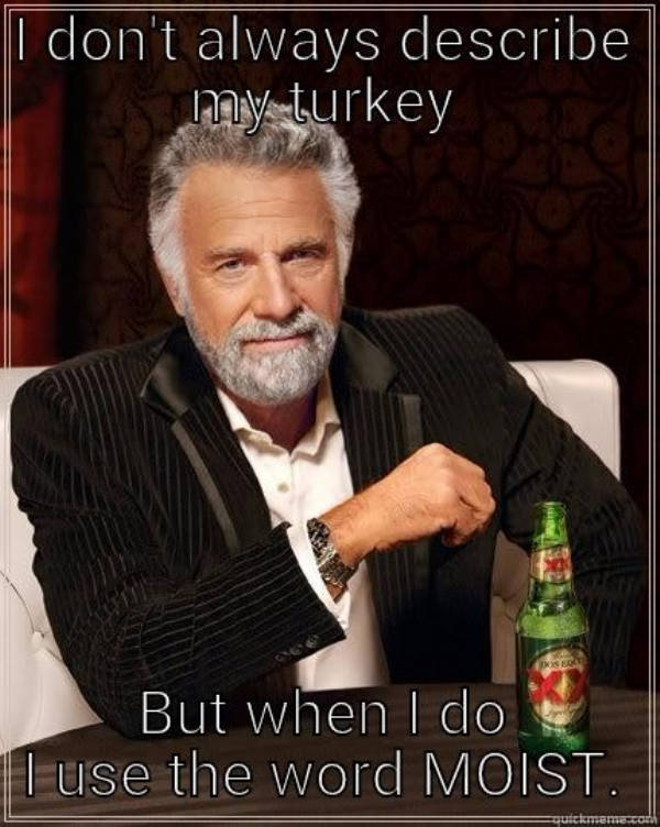 interesting man in the world - I don't always describe my turkey But when I do I use the word Moist.