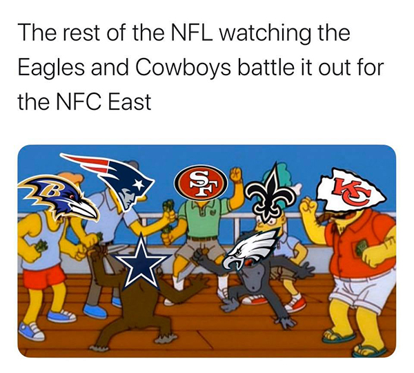 Internet meme - The rest of the Nfl watching the Eagles and Cowboys battle it out for the Nfc East
