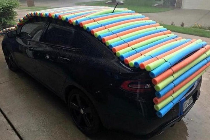 pool noodles to protect car from hail