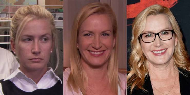 Angela Kinsey as Angela Martin 

First episode (2005): "Pilot" (Season 1, Episode 1)

Last episode (2013): "Finale" (Season 9, Episode 22)

What she's up to now (2020): Angela continued acting in sitcoms like Your Family or Mine and Haters Back Off. Currently she co-hosts the Office Ladies podcast with co-star and BFF Jenna Fischer.