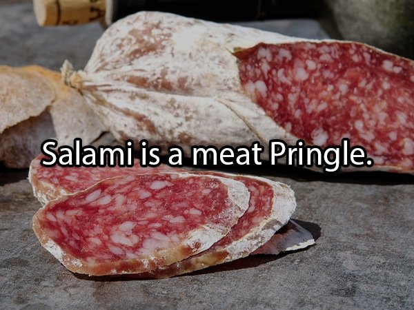 italian salami - Salami is a meat Pringle.
