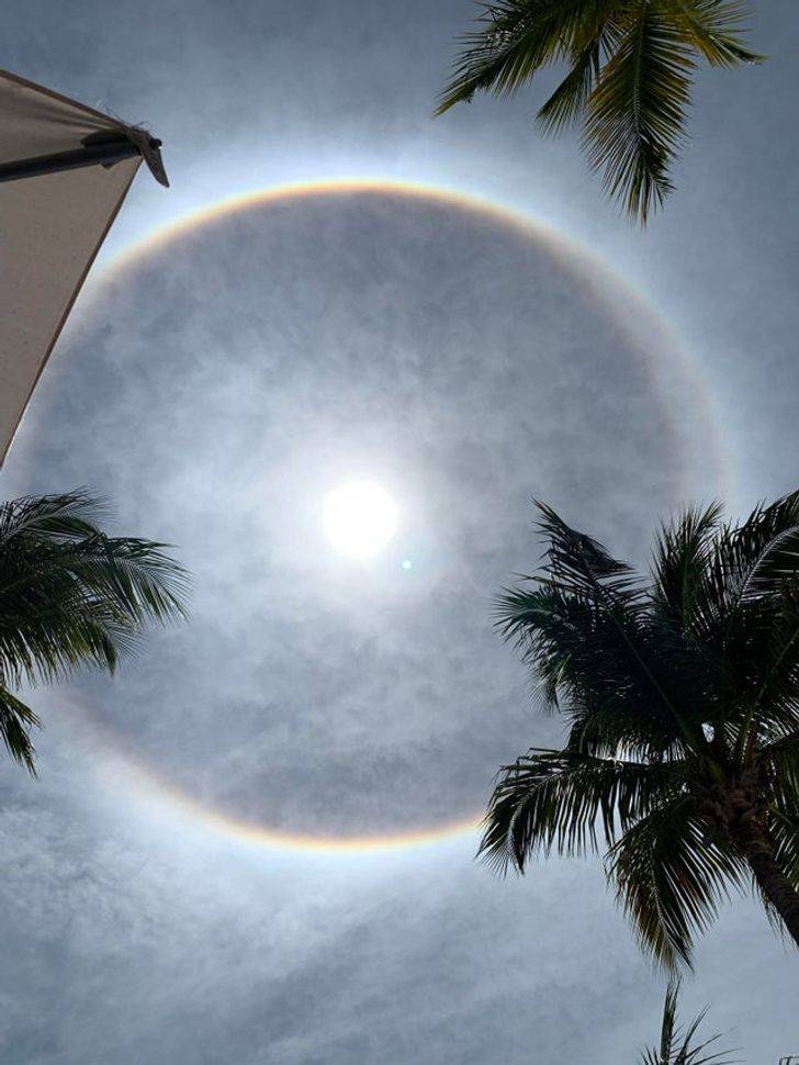 A rainbow ring around the sun