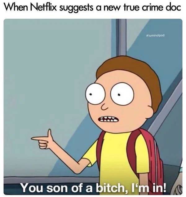 you son ofa bitch i m - When Netflix suggests a new true crime doc pod You son of a bitch, I'm in!