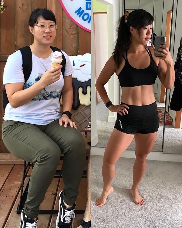 ” Inadvertent shred during lock down due to coping cardio and outdoor workouts with friends. For the first time in my life, I actually have abs?!”