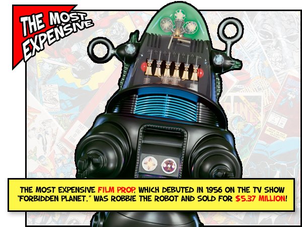 vehicle - The Expensre The Most Expensive Film Prop, Which Debuted In 1956 On The Tv Show "Forbidden Planet," Was Robbie The Robot And Sold For $5.37 Million!
