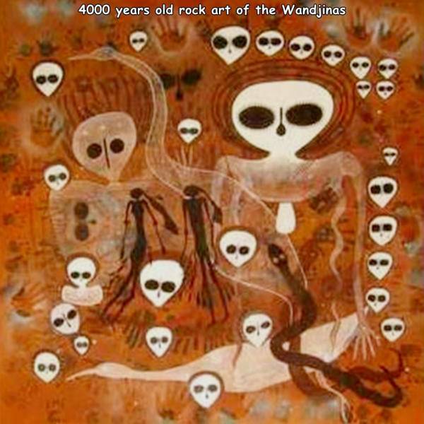 aliens in aboriginal art - 4000 years old rock art of the Wandjinas