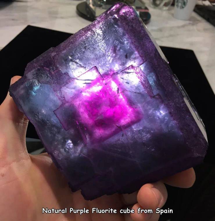amethyst - Natural Purple Fluorite cube from Spain