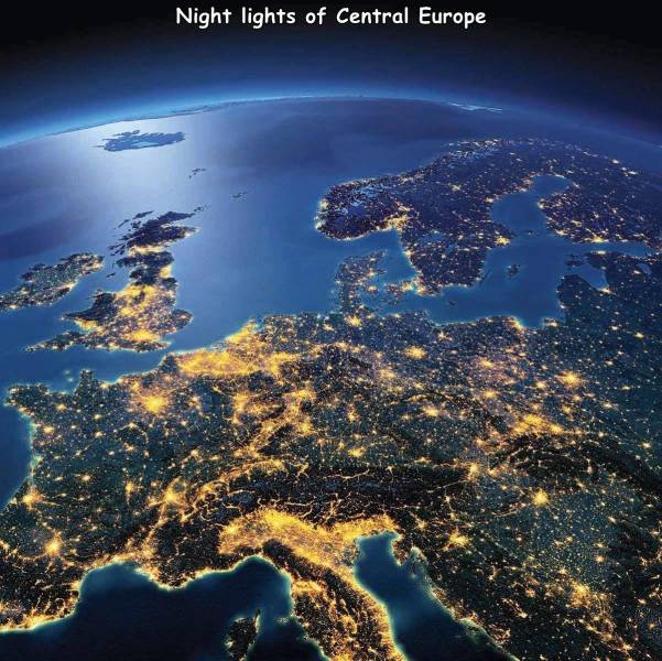 central europe in night - Night lights of Central Europe