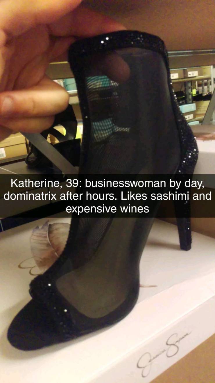 shoe personality memes - Katherine, 39 businesswoman by day, dominatrix after hours. sashimi and expensive wines In Hon