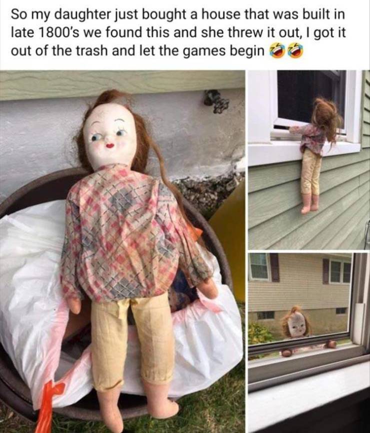 doll - So my daughter just bought a house that was built in late 1800's we found this and she threw it out, I got it out of the trash and let the games begin