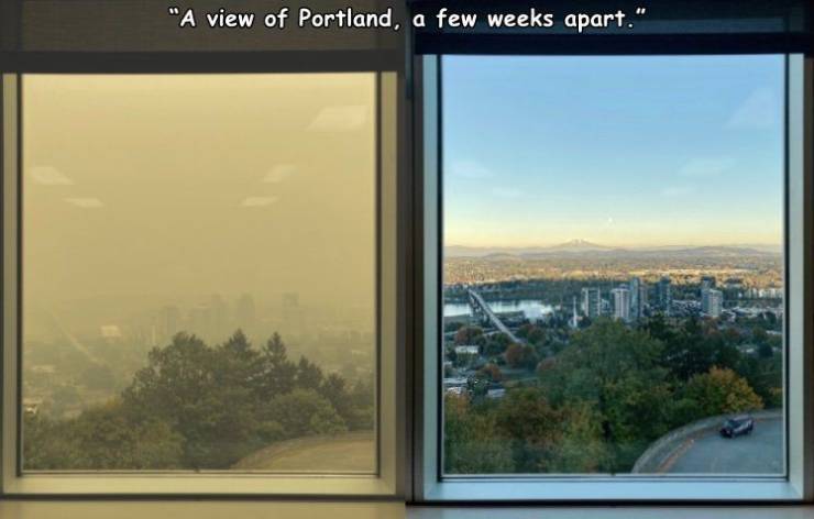 sky - "A view of Portland, a few weeks apart."