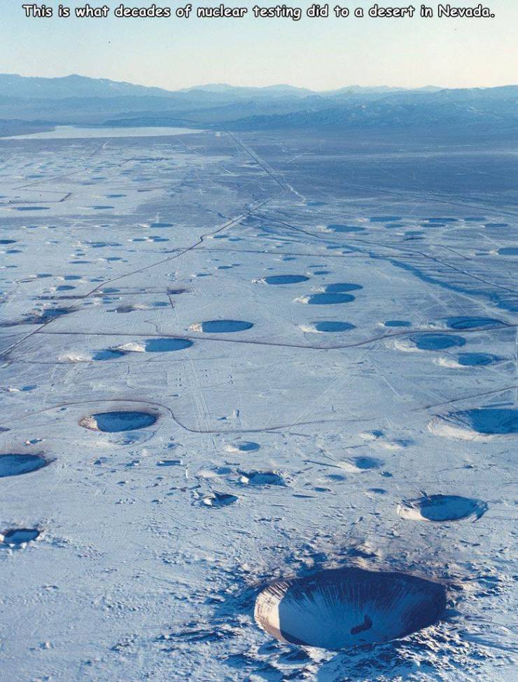 nevada desert nuke test - This is what decades of nuclear testing did to a desert in Nevada.
