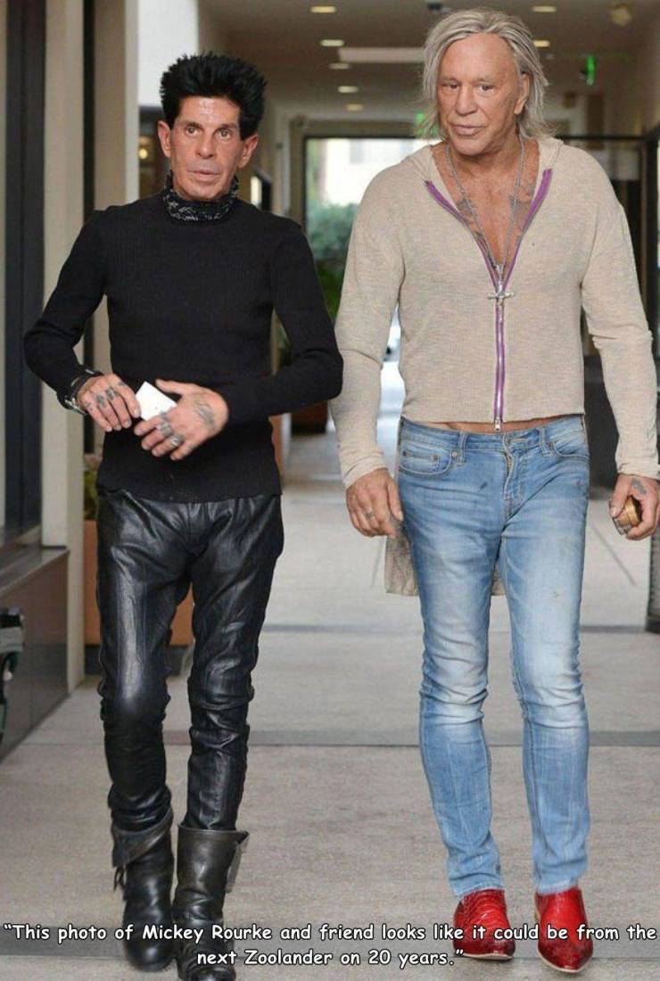 mickey rourke - "This photo of Mickey Rourke and friend looks it could be from the next Zoolander on 20 years."