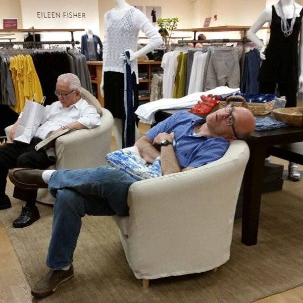 miserable men trapped in the shopping hell - Eileen Fisher 2