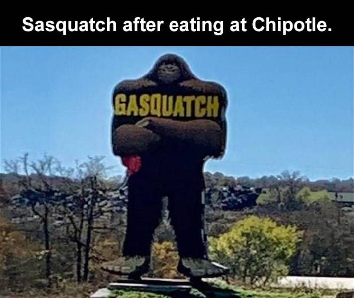 tree - Sasquatch after eating at Chipotle. Gasquatch