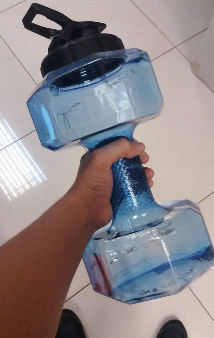 This water bottle doubles as a dumbbell