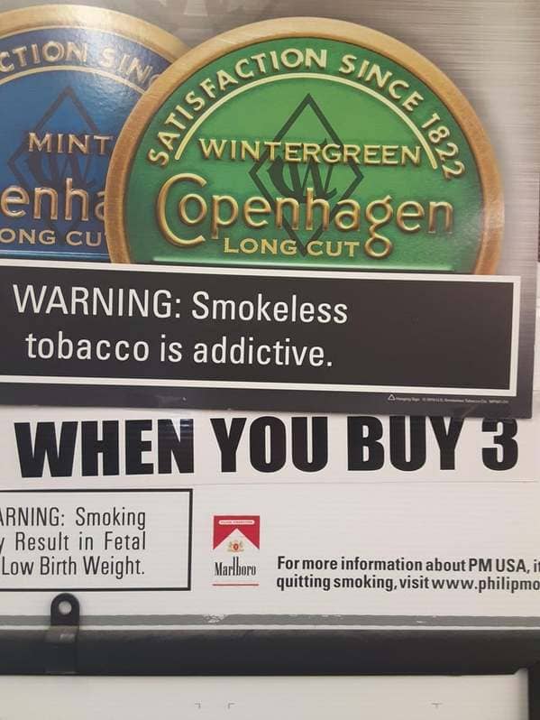 label - Ctionlsin Since Mint Satisfaction Wintergreen 1822 enha Copenhagen Ong Cu Long Cut O Warning Smokeless tobacco is addictive. When You BUY3 Arning Smoking Result in Fetal Low Birth Weight Marlboro For more information about Pm Usa, i quitting smoki