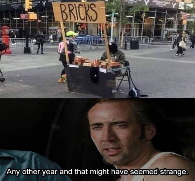 june 2020 funny meme - y Bricks Any other year and that might have seemed strange.