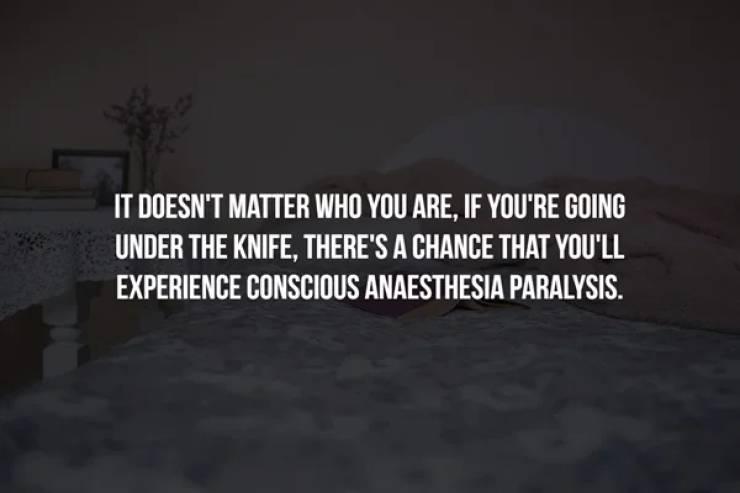 quotes - It Doesn'T Matter Who You Are, If You'Re Going Under The Knife, There'S A Chance That You'Ll Experience Conscious Anaesthesia Paralysis.