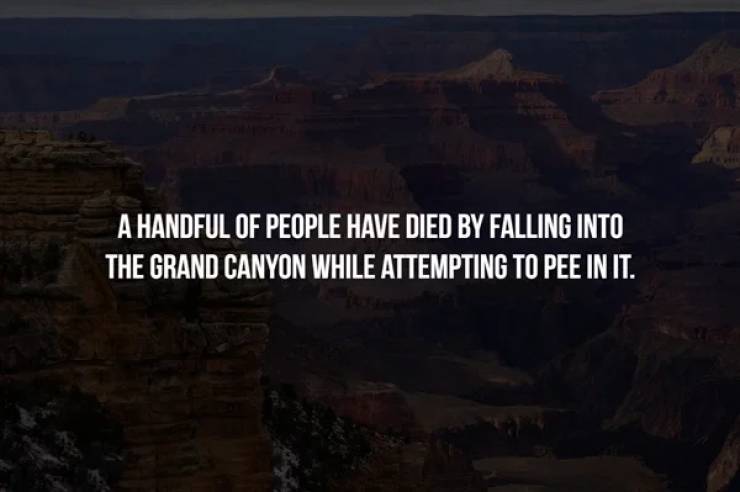 t know their true power - A Handful Of People Have Died By Falling Into The Grand Canyon While Attempting To Pee In It.