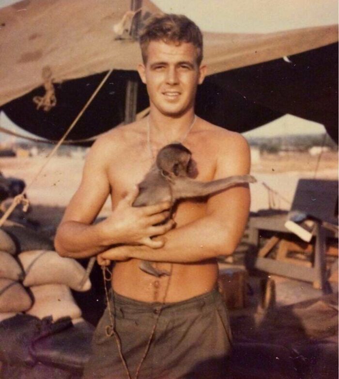 My Dad And His Pet Monkey In Vietnam, 1966